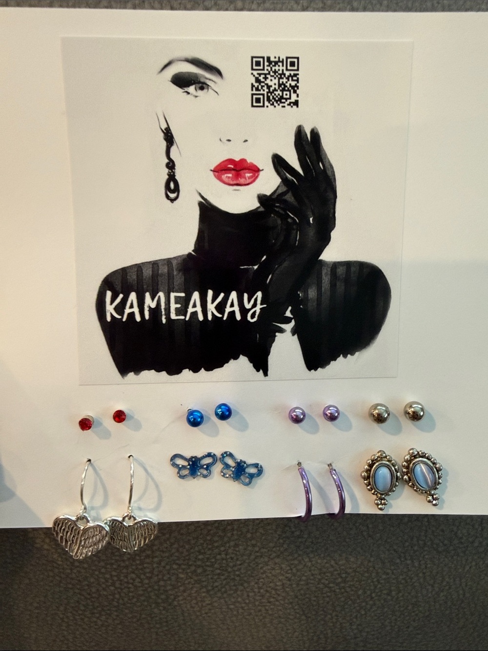 Kameakay Multicolor Earring Set — Blue, Red, Purple, Silver
